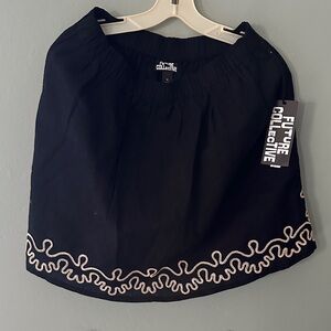Future Collective Black Mini Skirt with Embroidered Detail